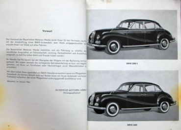 BMW 2600 - 3200 S V 8 Zylinder 1962 Betriebsanleitung (4485)